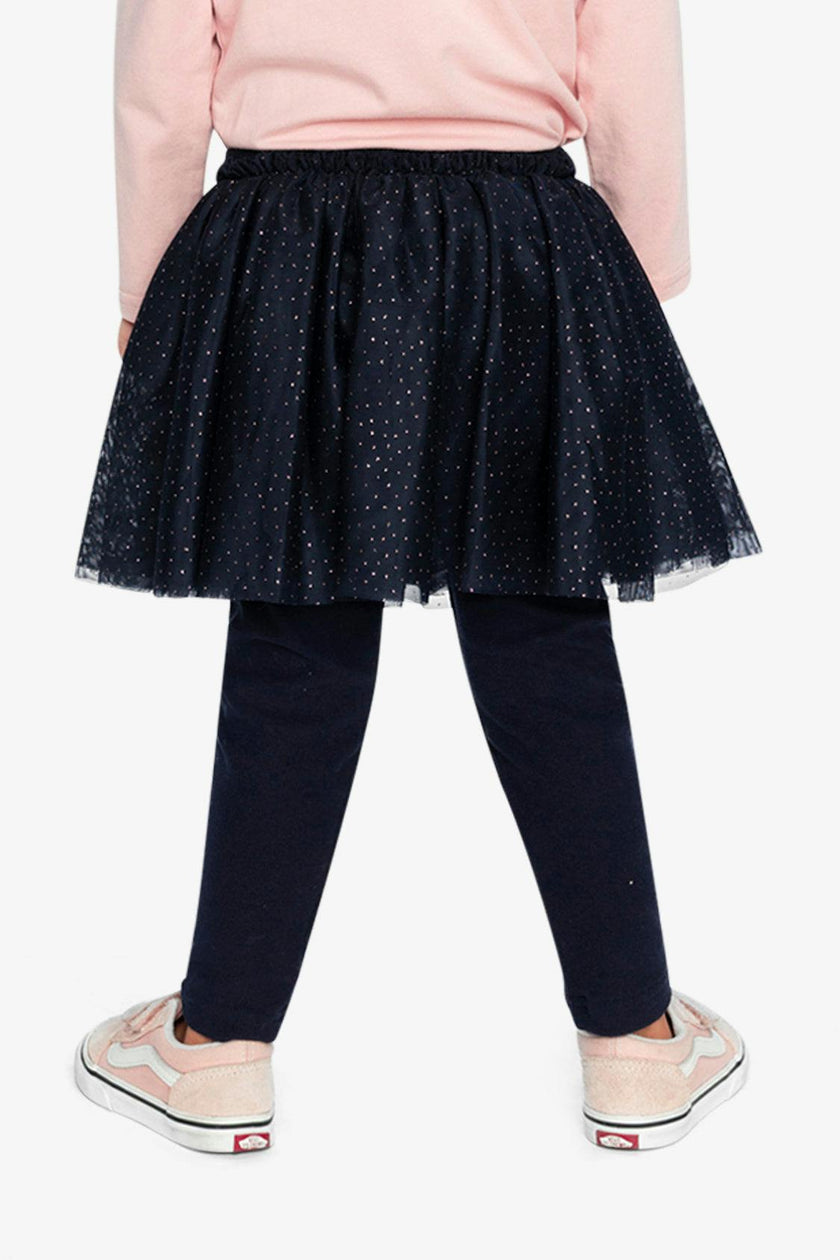 Leggings With Integrated Tulle Skirt Dark Blue