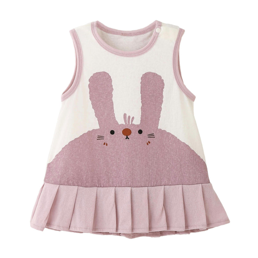 White Bunny Pleated Dress