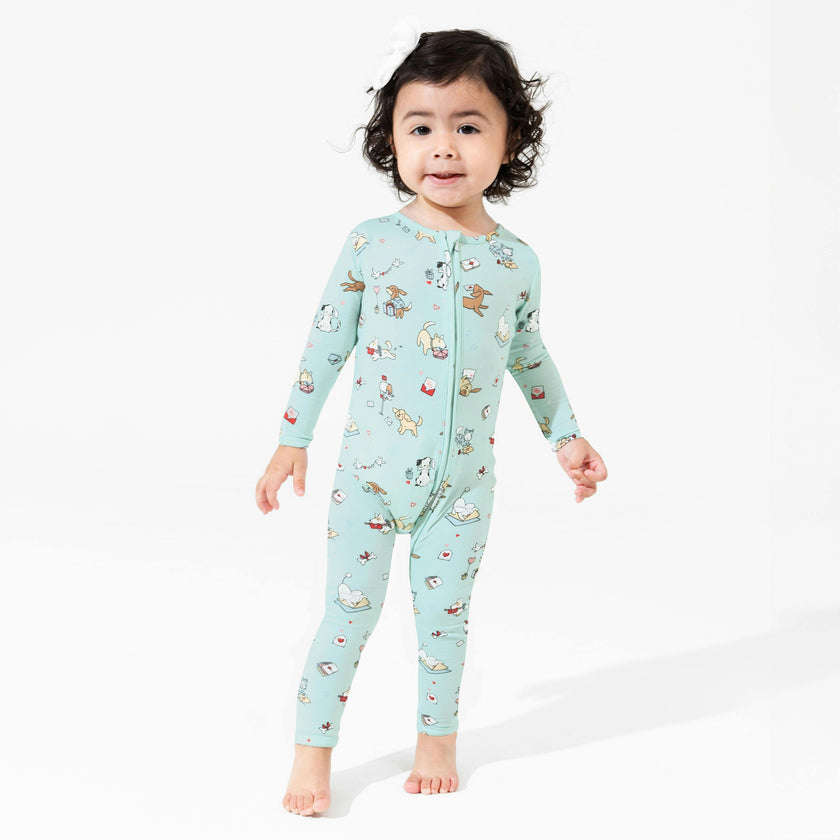 Valentines Pups Bamboo Convertible Footie