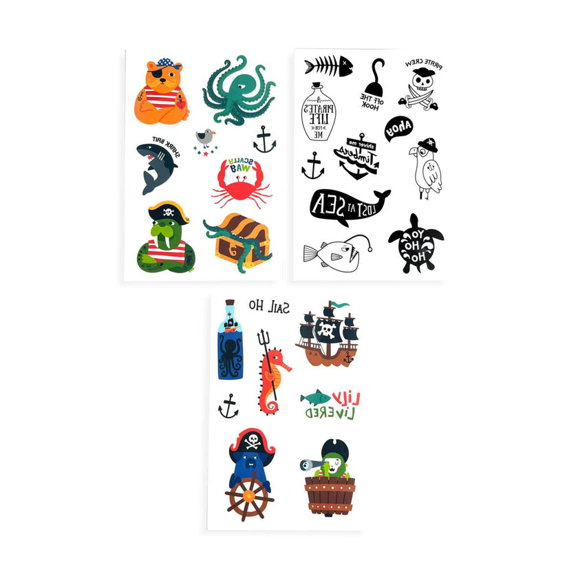 Tattoo Palooza Temporary Tattoos Mini Pack - Pirate's Life - 3 Sheets