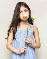 Girl's Twill Charlotte Nightgown in French Blue Stripes