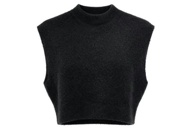 Cropped Mohair Mock Neck Vest