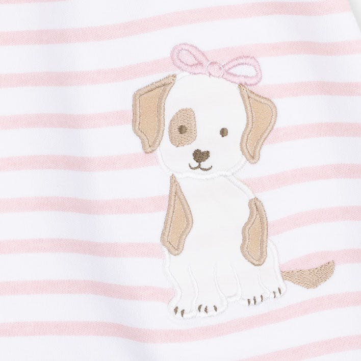 Stripe Puppy - Long Sleeve Dress with Ruffle and Bloomer (2T-4T Dress Only)