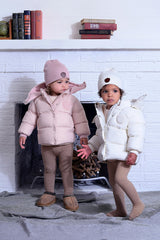 Baby Jacket with furry patch - Winter White