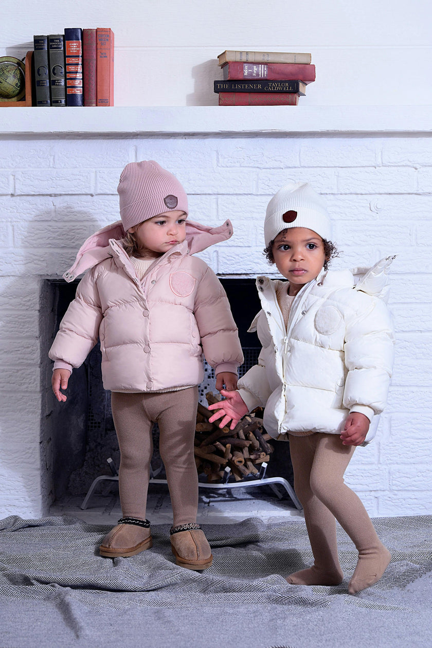 Baby Jacket with furry patch - Winter White