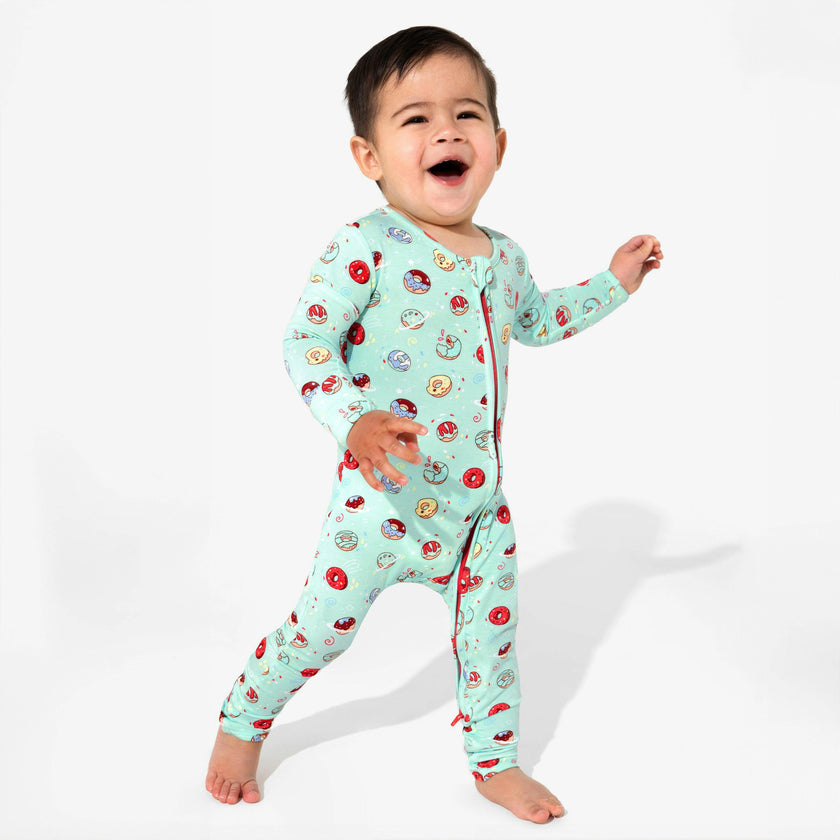 Blue Space Donut Bamboo Convertible Footie