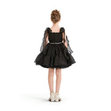 Black Savoya Ruffled Party Dress