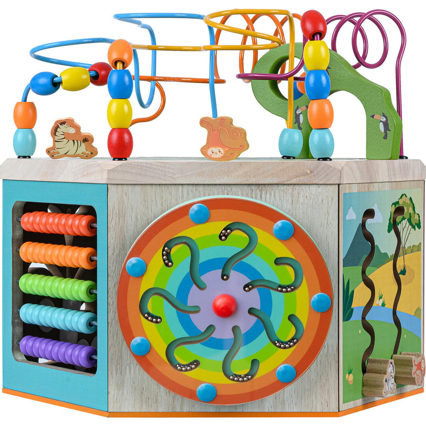 Preschool Play Lab Large Wooden Activity Learning 7-side Cube