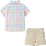 Infant 4 Piece Plaid Suspender Set