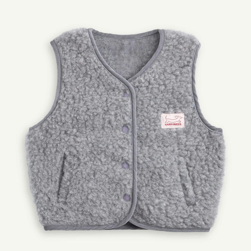 children's merino wool vest - stone grey