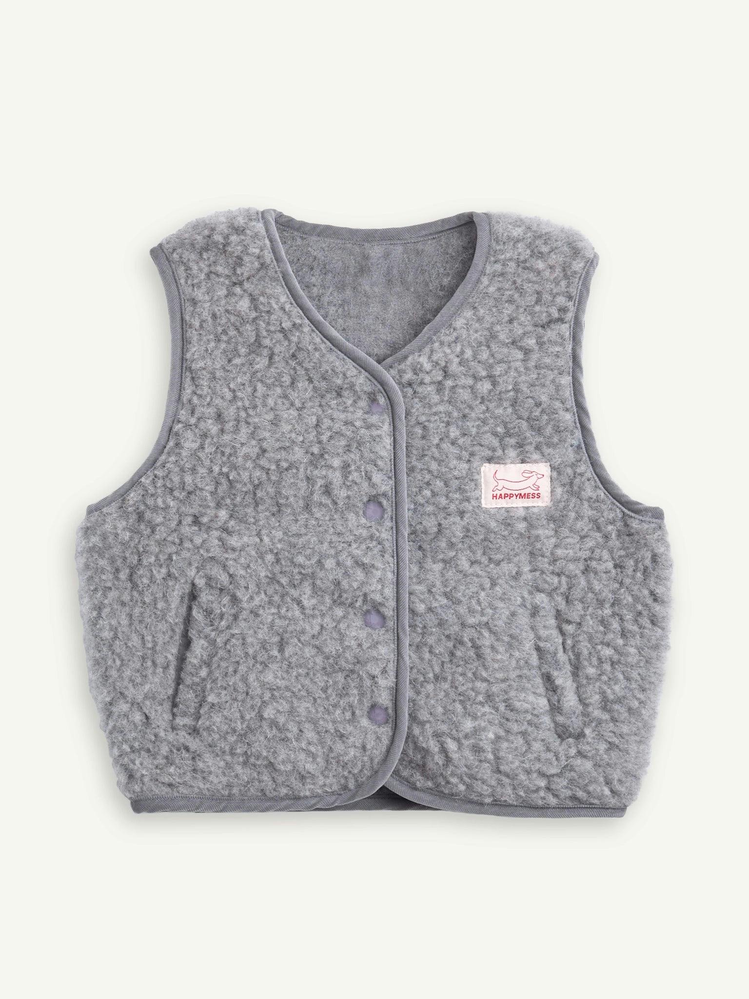 children's merino wool vest - stone grey