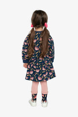 French Terry Dress Blue Tulip Print