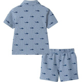 Boys Short Sleeve Cabana Set | Navy Stripe Shark