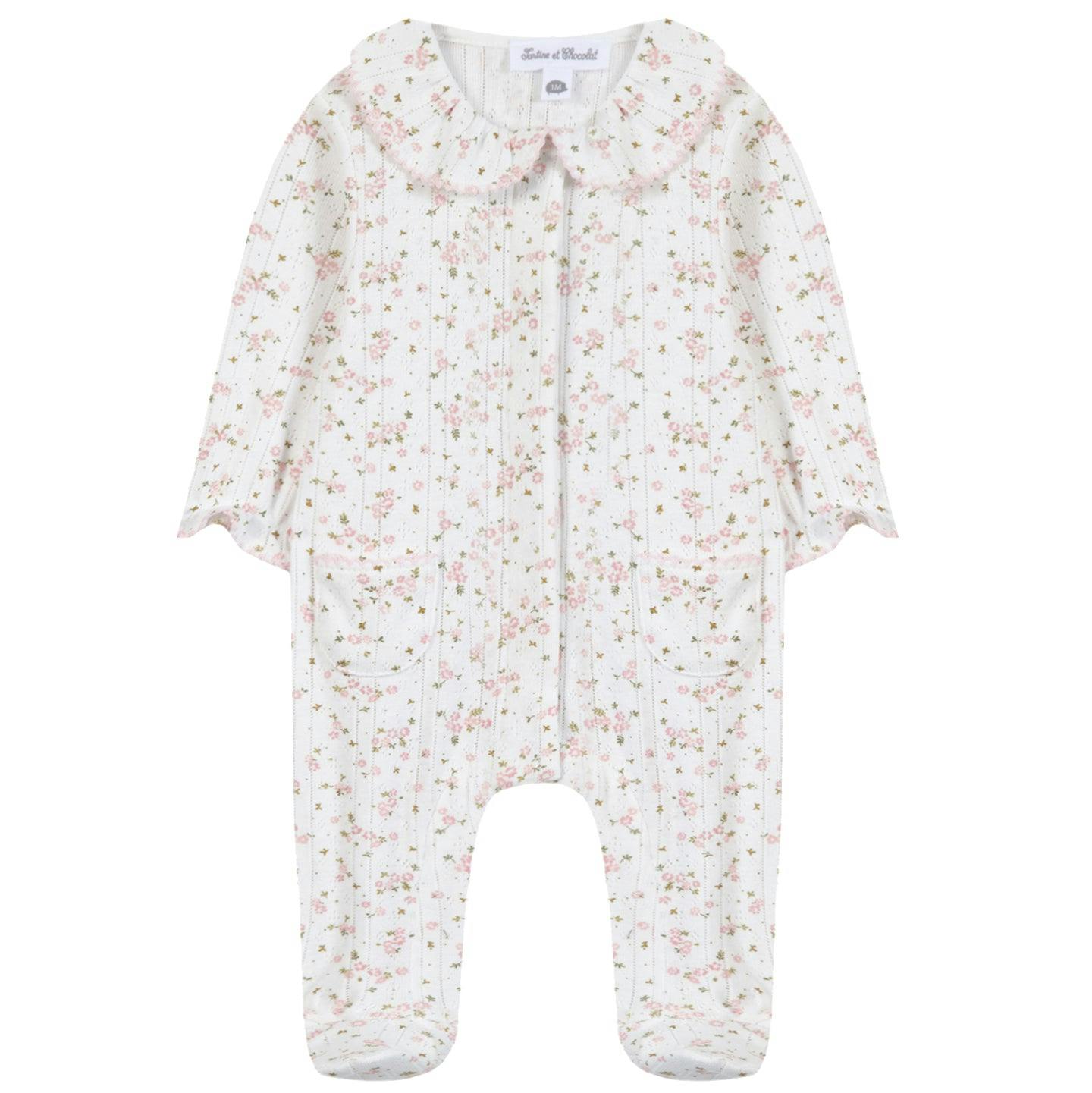 TARTINE ET CHOCOLAT Floral Pointelle Pajamas - Nacre