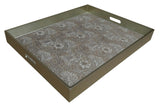 Handmade Reverse Painted Mirror Tray  Sand Floral - Extra Large Arcadia Home