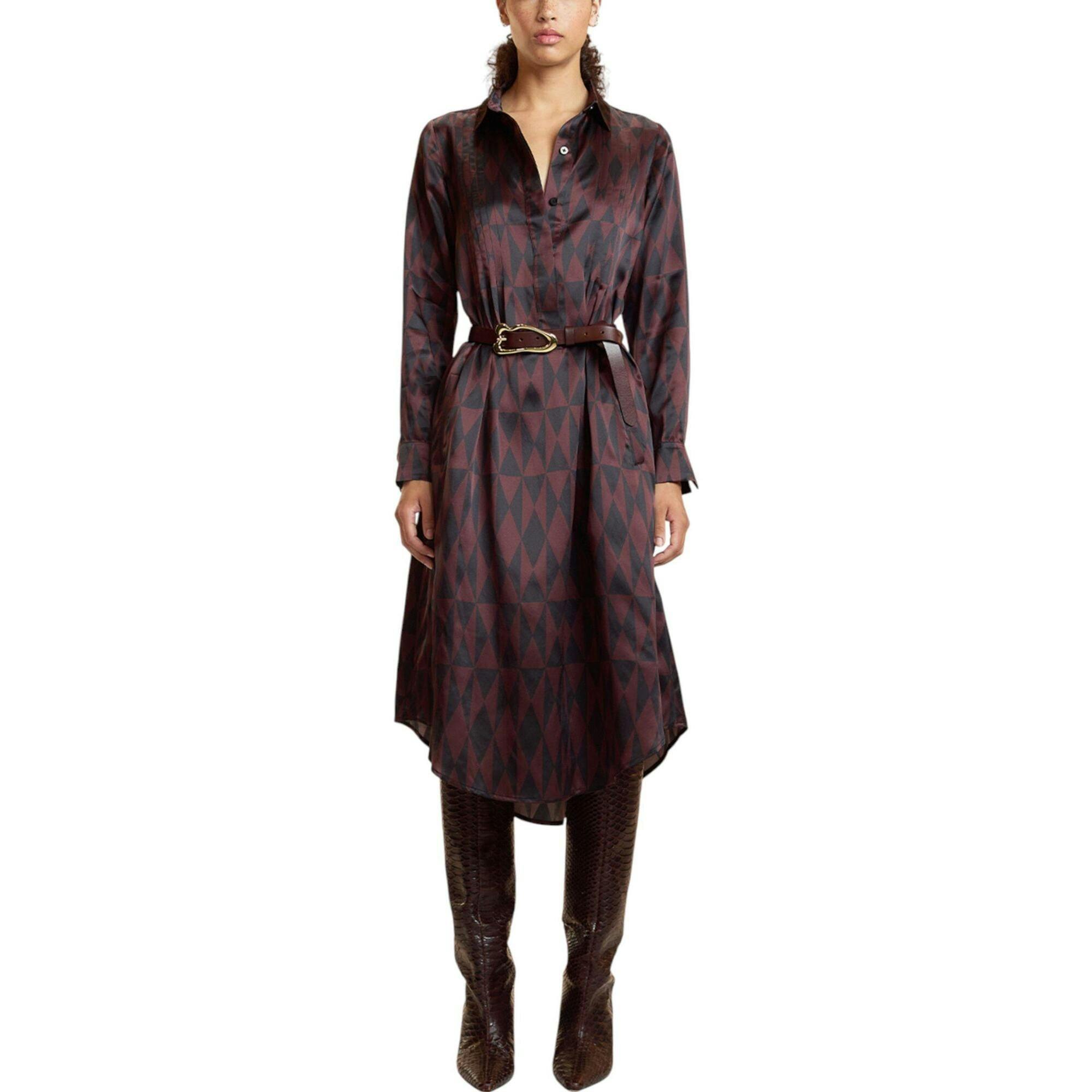 Silk Pintuck Shirt Dress