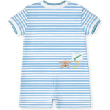 Stripe Knit Shortall With Painting Dog