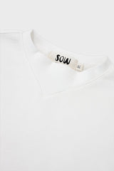 Cotton Mock Neck Cropped Sweatshirt