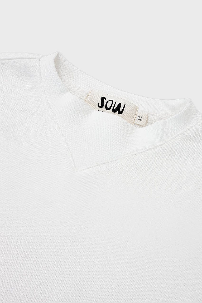 Cotton Mock Neck Cropped Sweatshirt