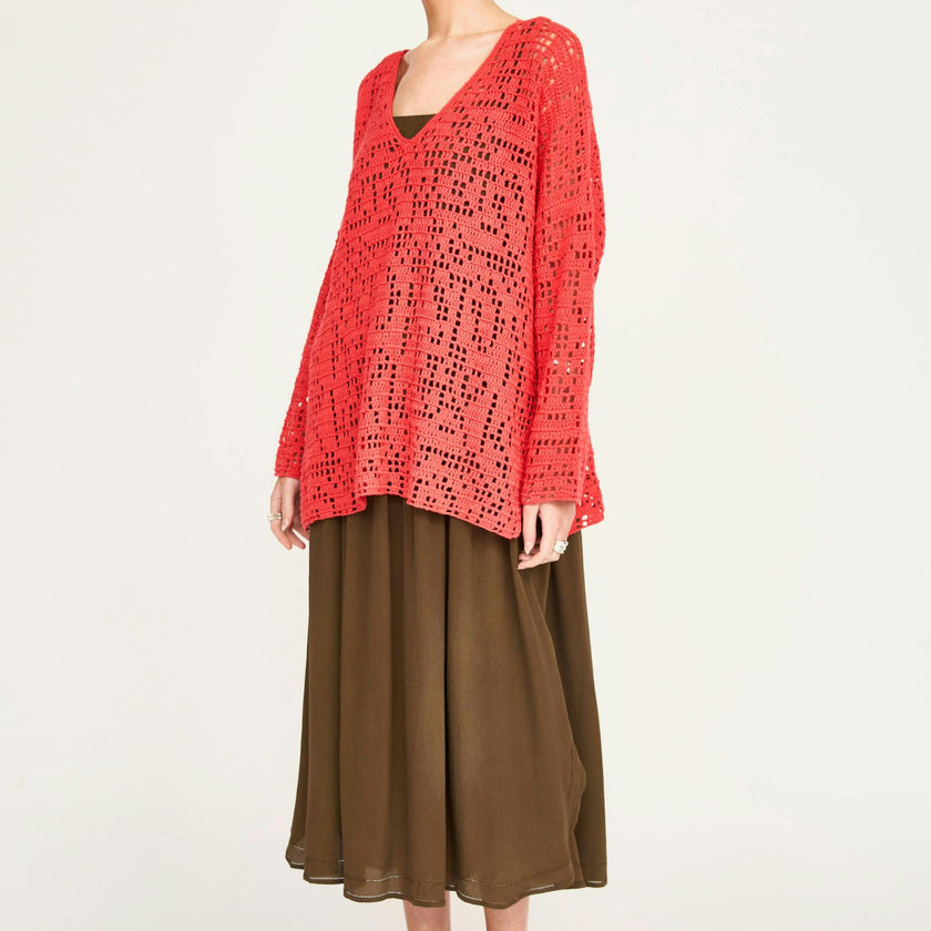Madrid Hand Crochet Tunic in Chili