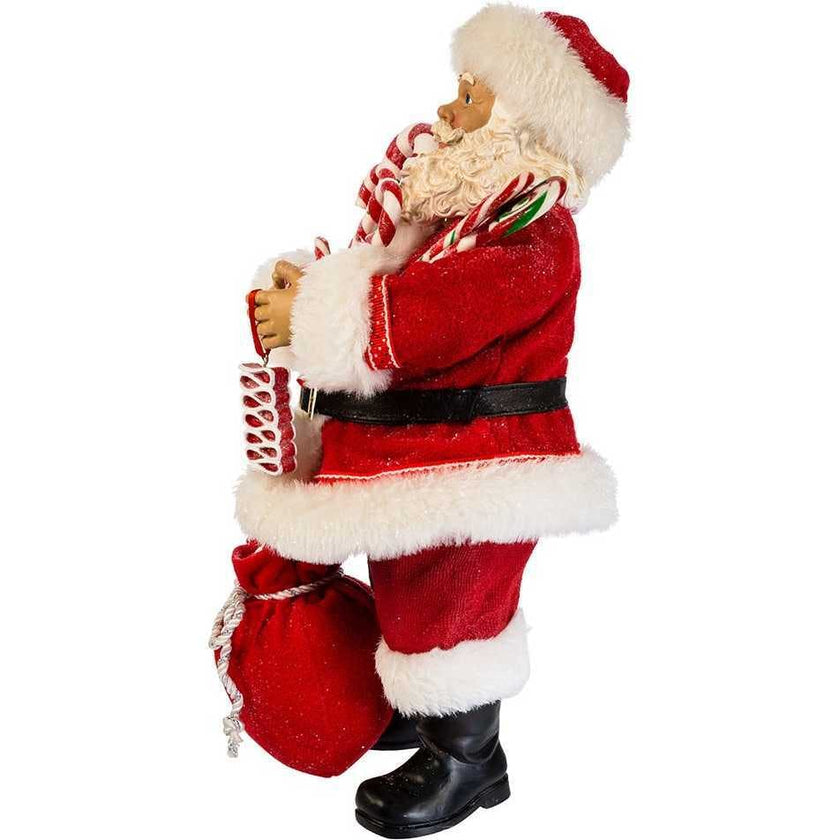 10.5-Inch Fabriché Santa With Christmas Candy and Bag
