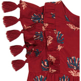 Sophie Floral Print Double Layer Tassel Dress, Red