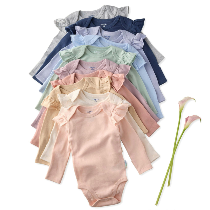 ASHLEY 10-Pack Long Sleeve Ruffle Bodysuits