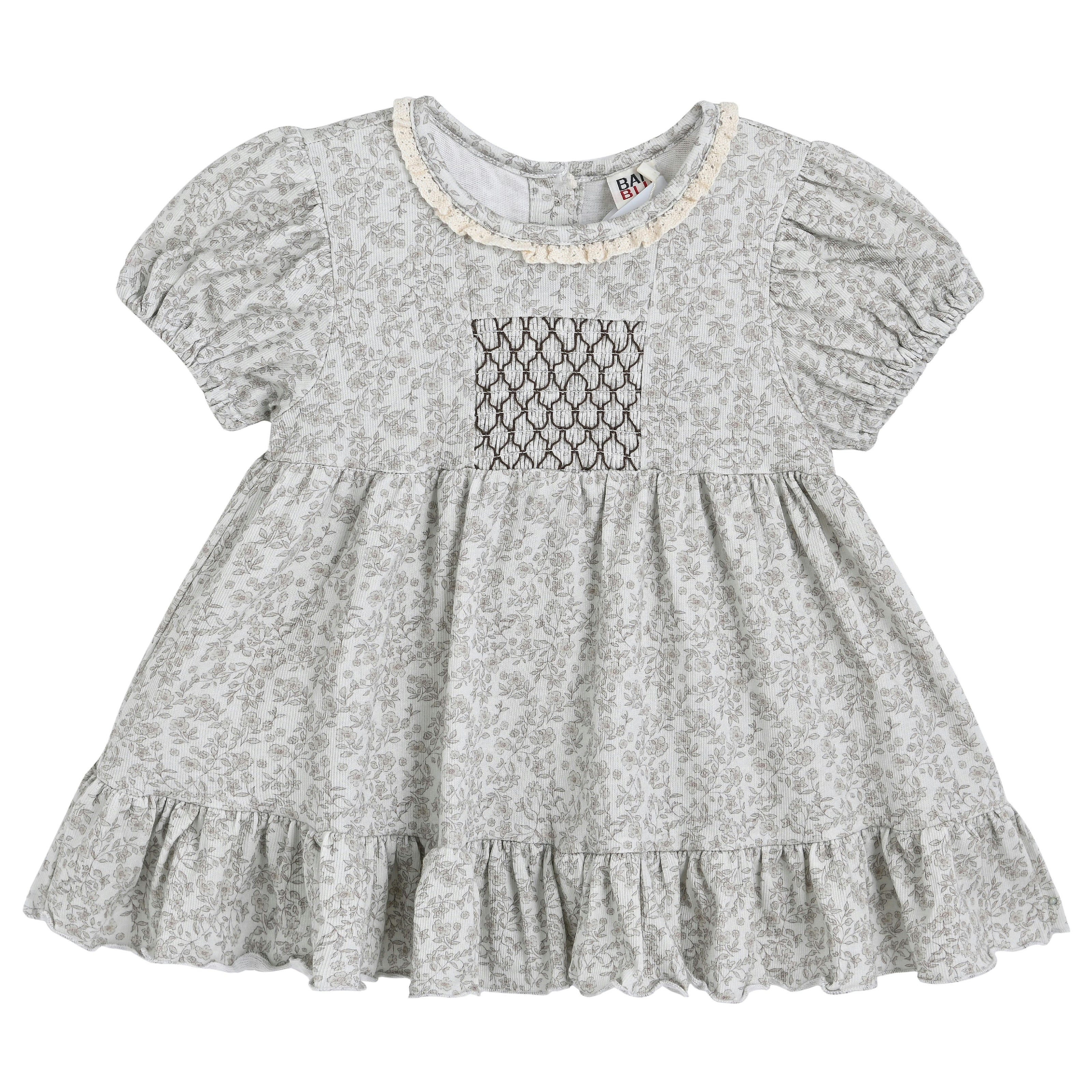Brown Floral Smocked Dress