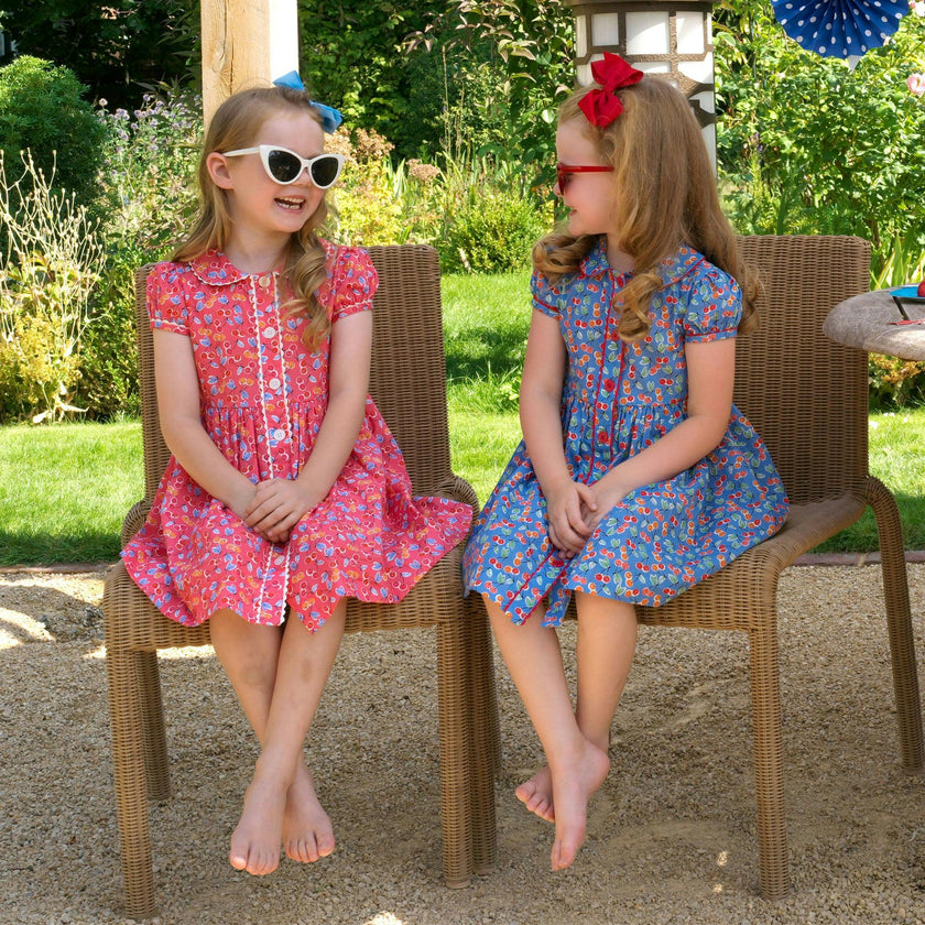 Blue Cherry Button-Front Dress