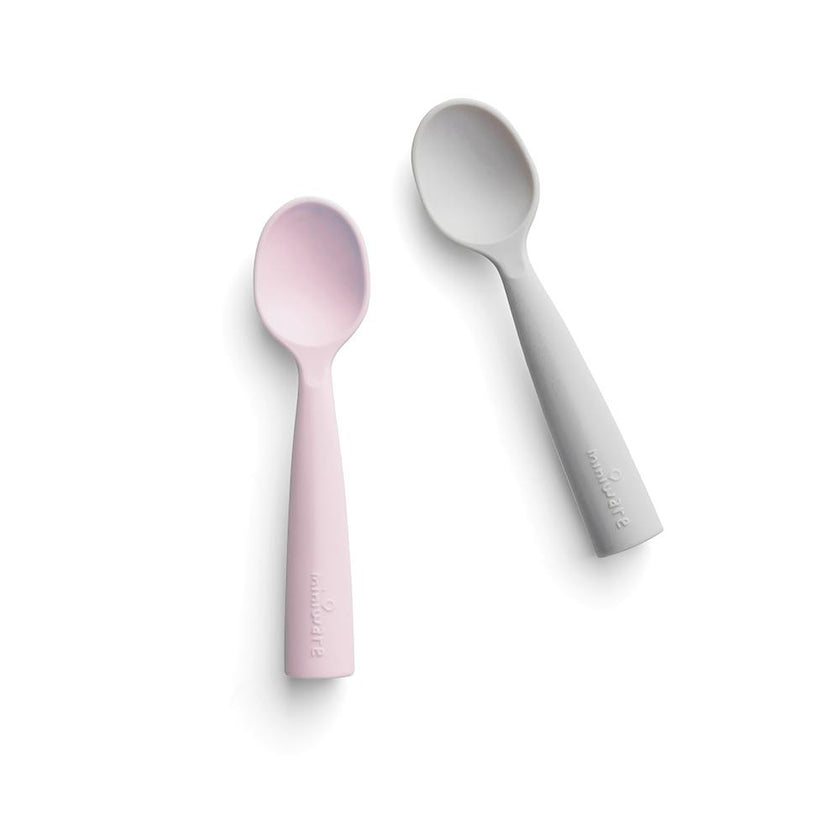 Silicone Training Spoon 2-pack - Cotton Candy + Grey