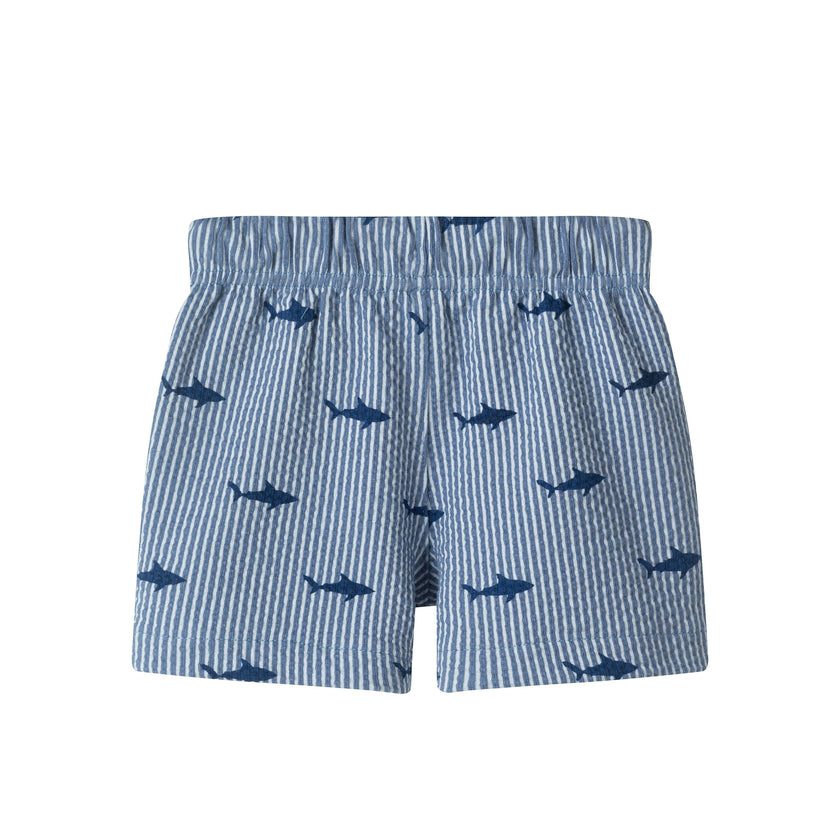Infant Boys Short Sleeve Cabana Set | Navy Stripe Shark