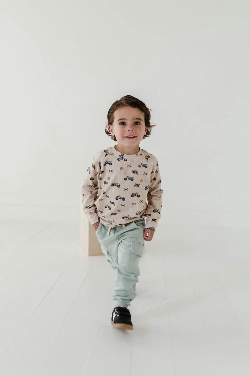 Boys Raglan Sweatshirt in Dirt Bikes