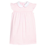 Angel Sleeve Peter Pan Dress - Light Pink Stripe