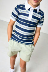 navy retro stripe polo shirt