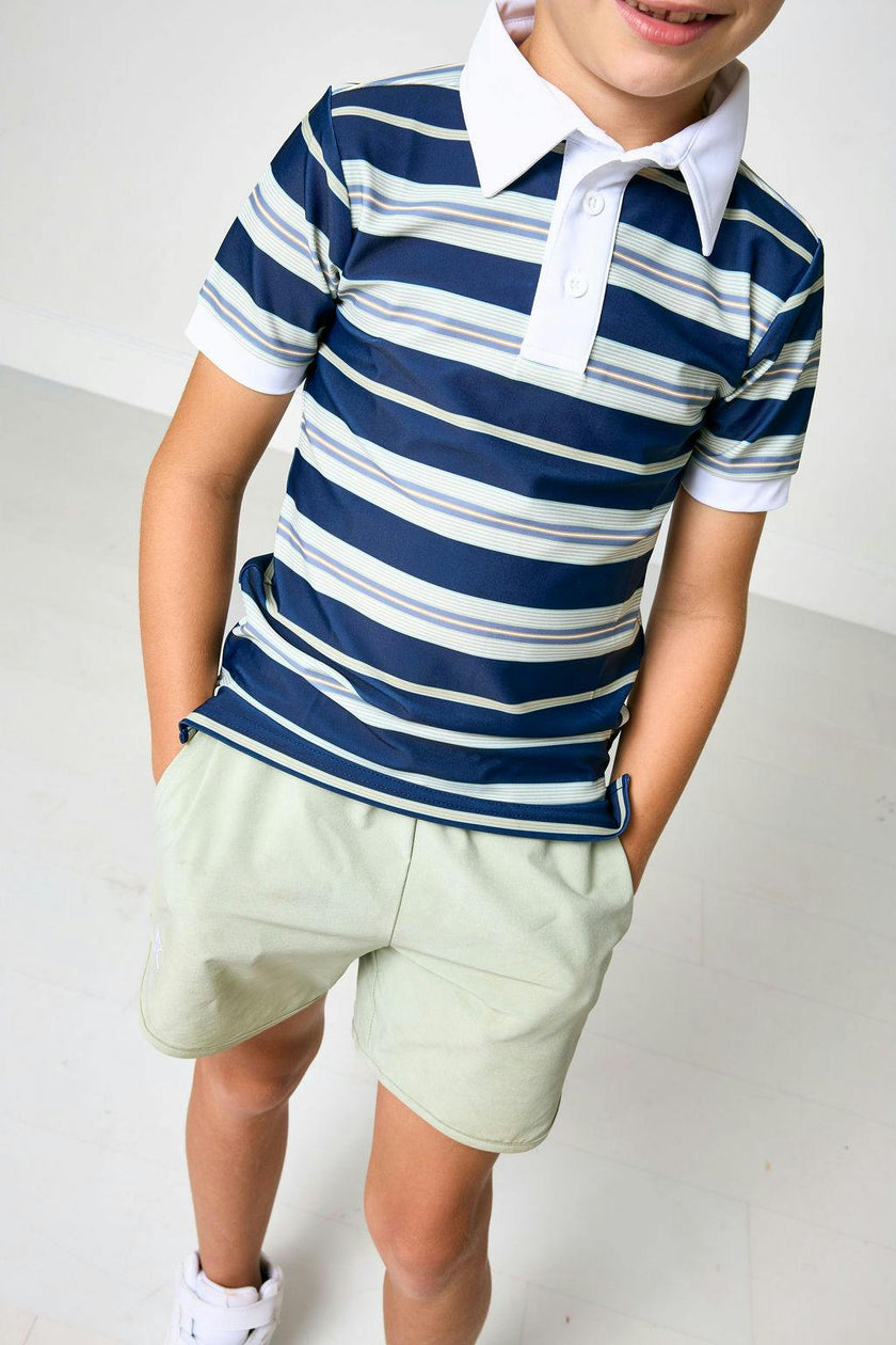 navy retro stripe polo shirt