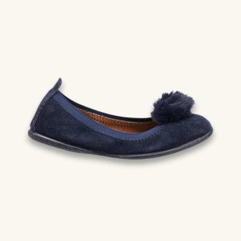 Suede Pom-Pom Ballet Flat | Blue