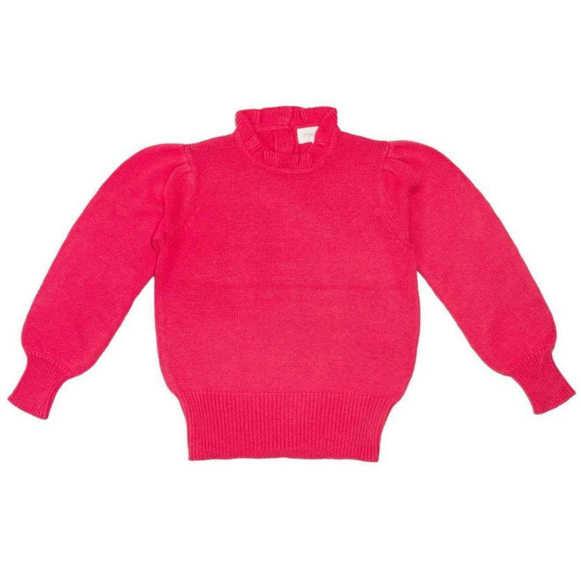 Ruffled Collared Jumper | Raspberry