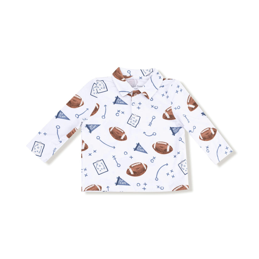 Touchdown Time - Navy - Polo Long Sleeve Shirt