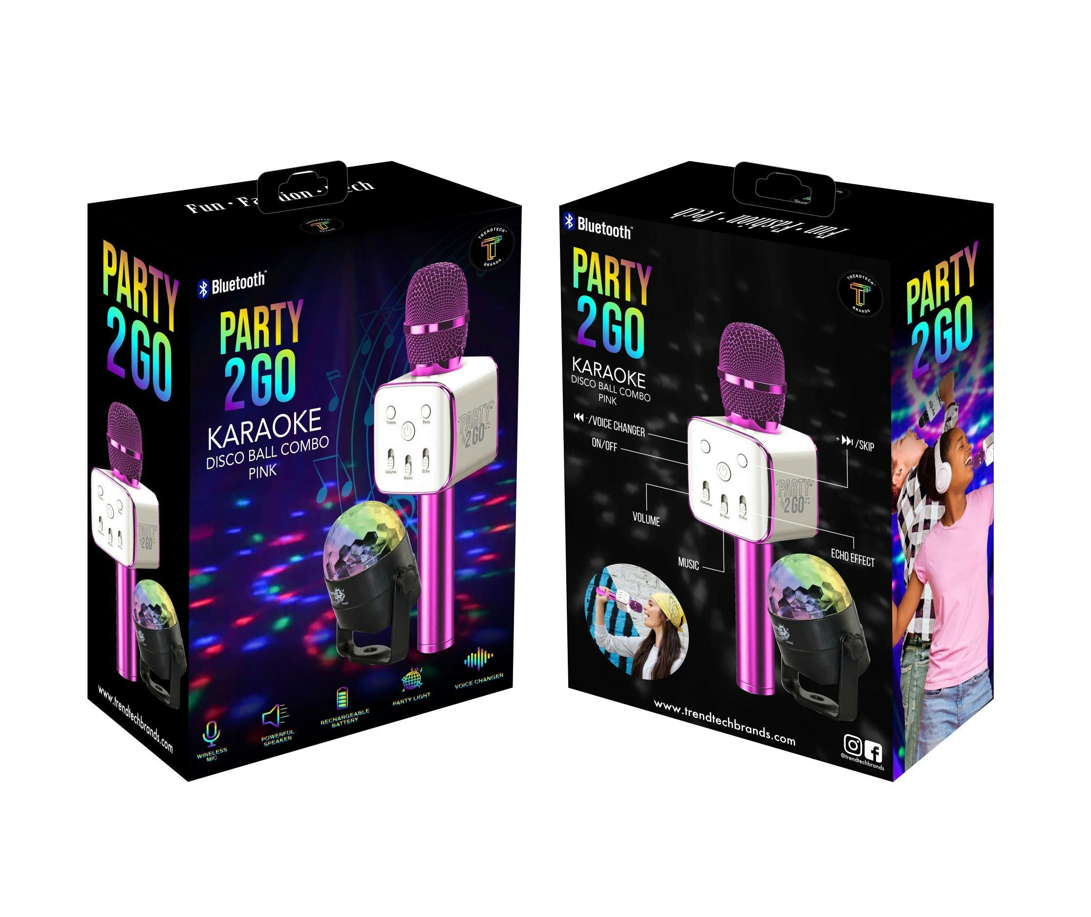 Party2-Go Karaoke Mic Disco Ball Combo