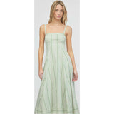 The Margot Dress - Green Jacquard Stripe