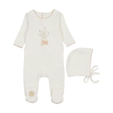 Nature's Florals Footie & Hat Set Ivory & Rose