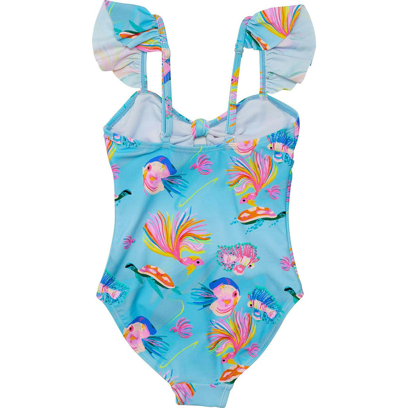 UPF50+ Sustainable Frill Shoulder Front Knot Swimsuit