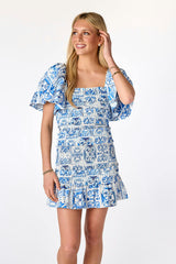 Pixie Smocked Dress Renaissance Tile