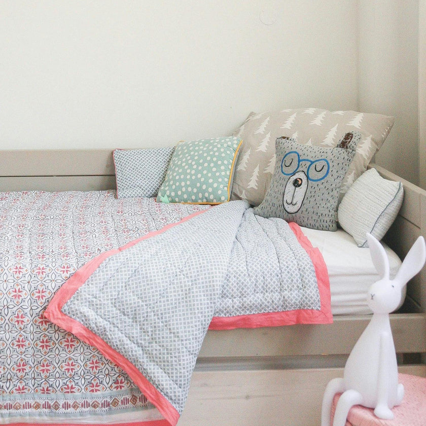 Block-Printed Cotton Crib Quilt