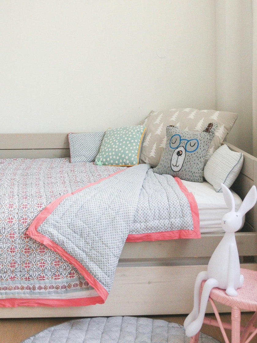 Block-Printed Cotton Crib Quilt