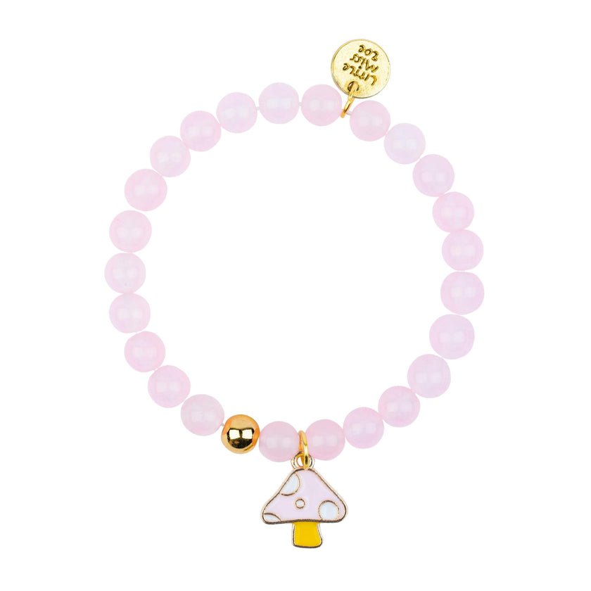 Gemstone Bracelet With Mushroom Enamel Charm