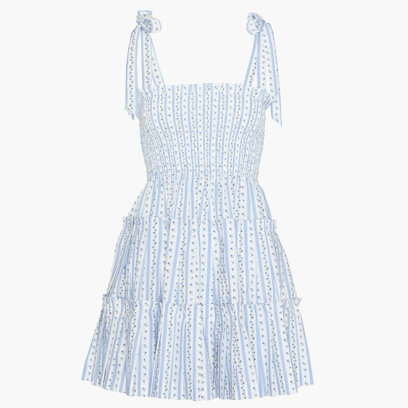 The Ribbon Charlotte Nap Dress - Blue Petal Stripe