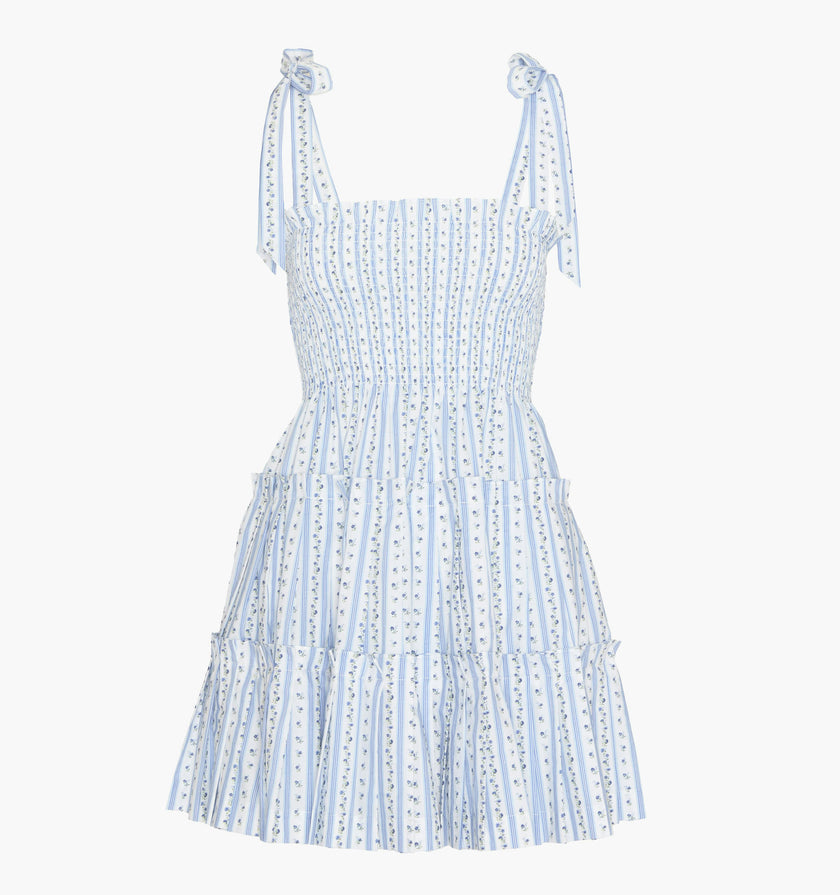 The Ribbon Charlotte Nap Dress - Blue Petal Stripe