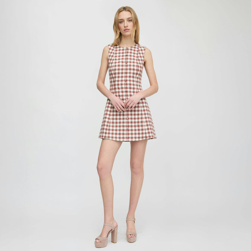 The Angie Dress - Cognac Gingham