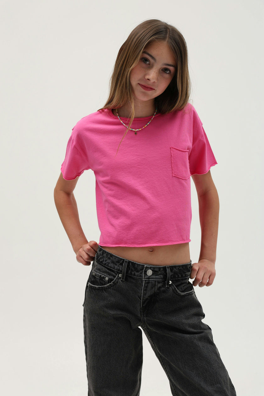 Raw Edge Short Sleeve Pocket Tee
